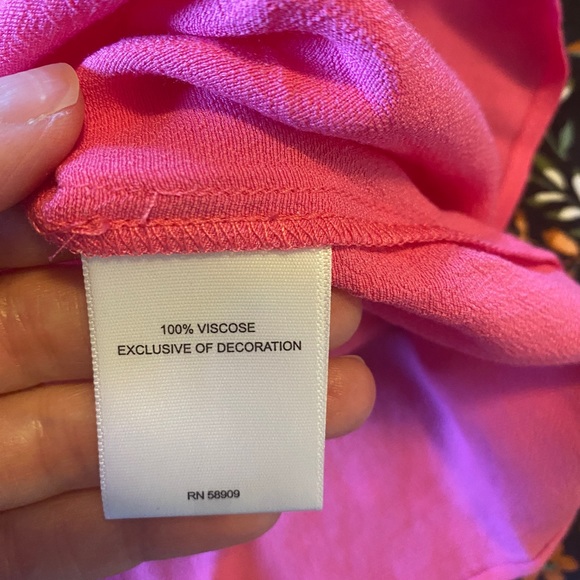 A Loves A Women Pink Tasseled Ruffle Layered Short Sleeve V-Neck Top Blouse L - Picture 6 of 15